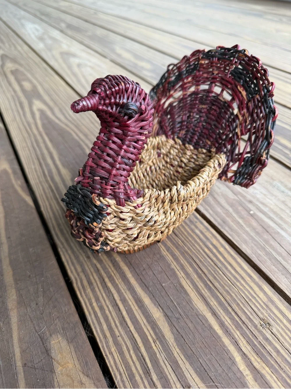Set of 2 Vintage Wicker Rattan Turkey Baskets - Rustic Farmhouse Decor